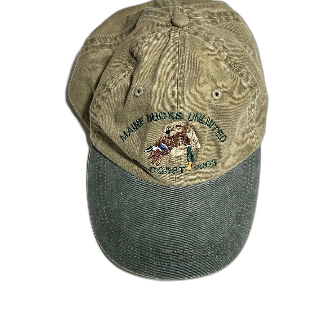 Vintage Ducks Unlimited Hat Maine Coast 2003 Cap Leather Strapback Bird Dog Y2K